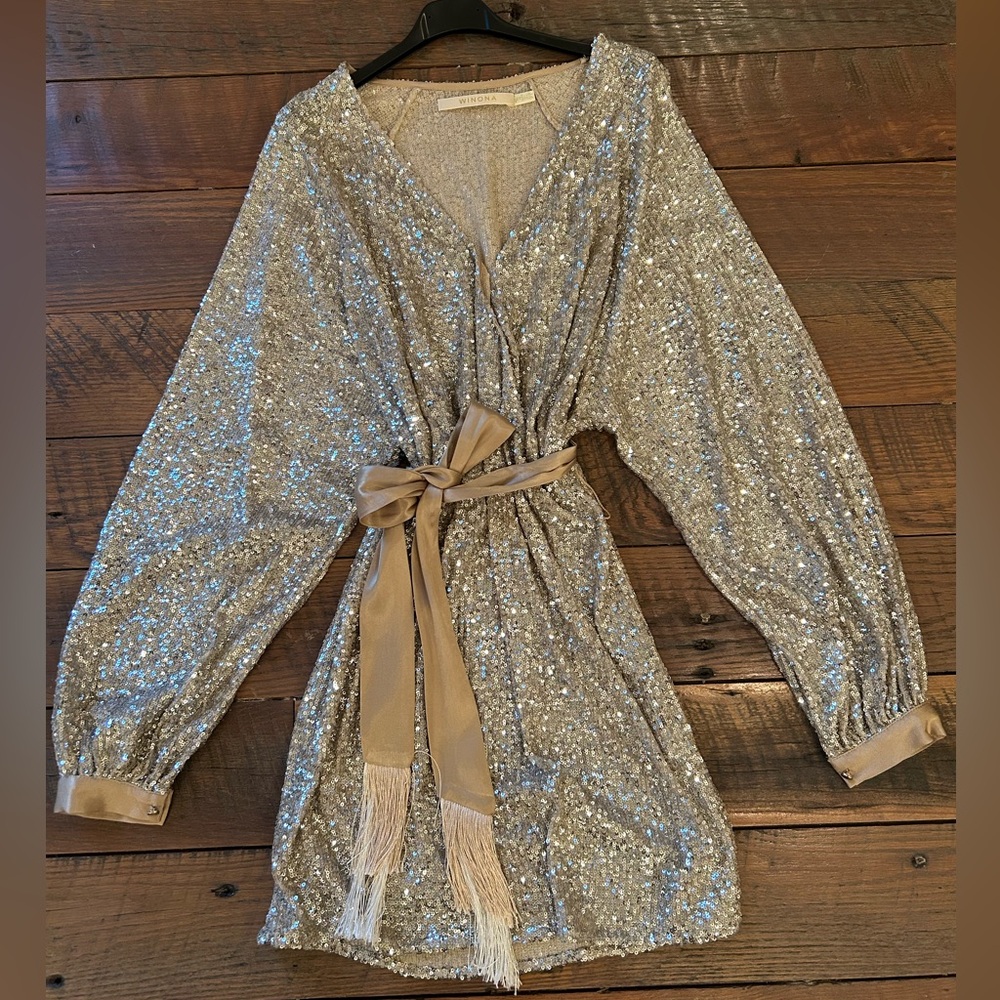 Gold Sequin Dress with Light Gold Belt